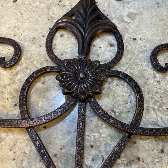 Ornate Black Metal Wall Sconce 19” - Picture 2 of 6